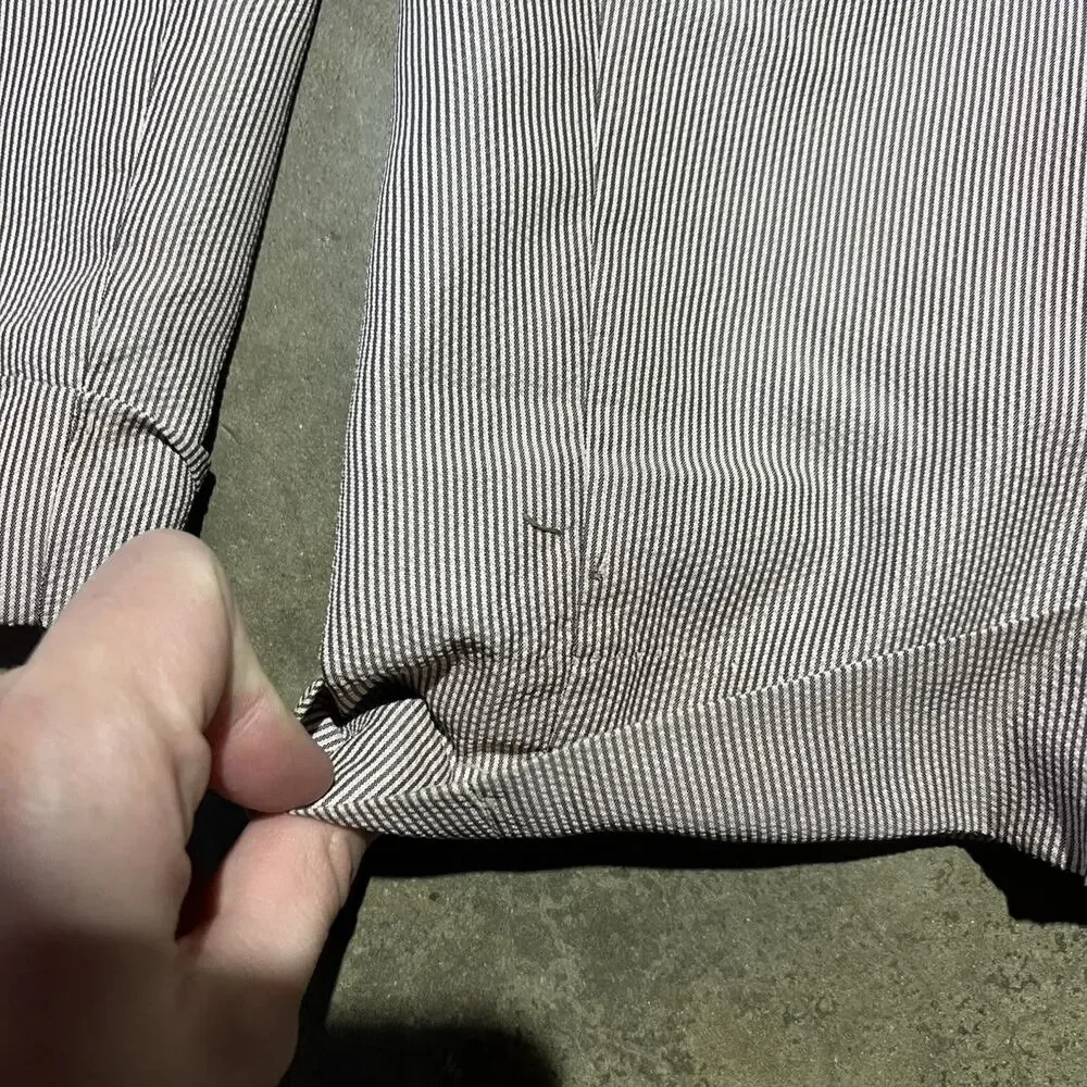 Vintage 60s Brown Striped Seersucker Nylon Pants 32x32